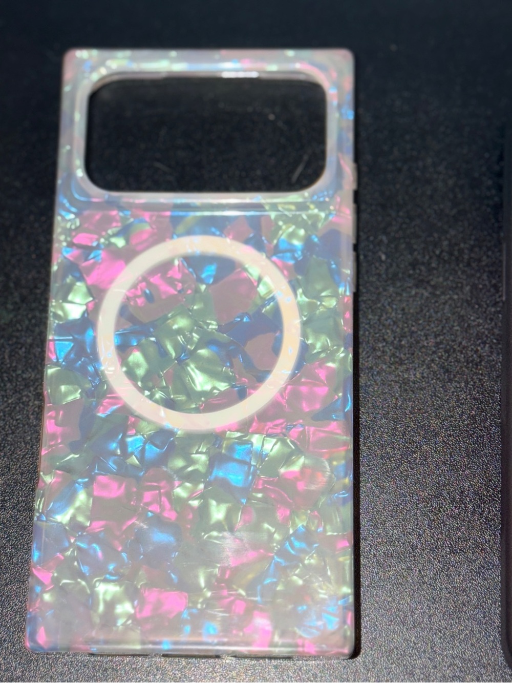 MagSafe Compatible Iridescent Pearl Phone Case - Pink Blue Green